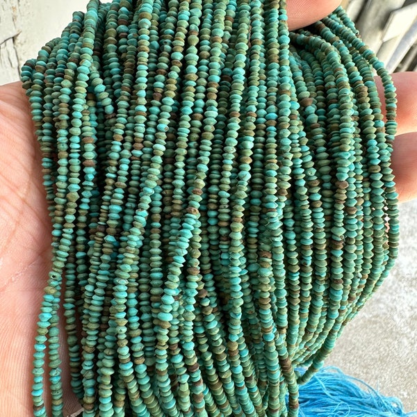 Perles turquoise véritable / perles graines turquoise naturelle / perles rondelles 2mm 3mm