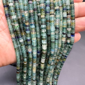 Vintage Roman glass beads - Roman glass disc beads - Green beads vintage jewelry creation