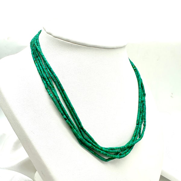 Collier turquoise véritable, Turquoise d'Arizona, Turquoise naturelle, Collier turquoise multi ranges