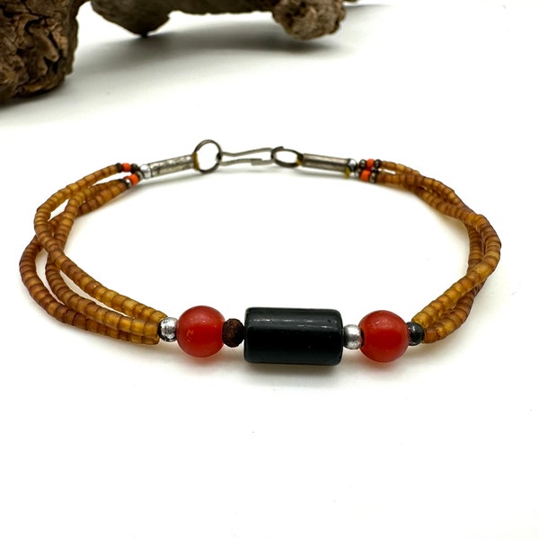 Bracelet fin, délicat, minimaliste / perles de verre japonaises Miyuki / tourmaline