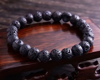 Vulkanstein-Lava-Perlenarmband für Männer, Lavastein-Armband, Vulkanstein-Armband, maßgeschneidertes Armband