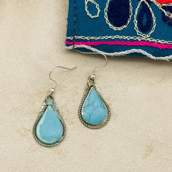 Turquoise earring / women's ethnic earring / vintage style Afghan jewelry #BT