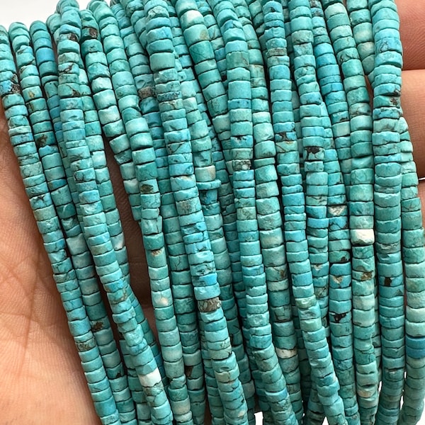 Perles turquoise véritable / perles graines turquoise naturelle / perles rondelles 3mm