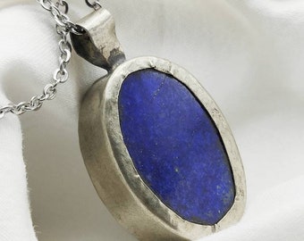 Cadeau homme / collier homme pierre naturelle / pendentif lapis lazuli