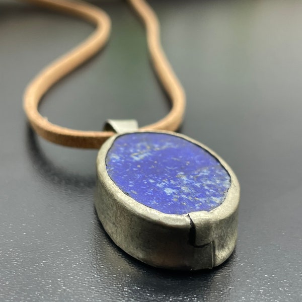 Collier pendentif lapis-lazuli chaîne argent 925 lapis lazuli véritable d’Afghanistan