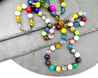 Boho Necklace, Colorful Necklace, Pearl Necklace, Long Necklace, Hippie Necklace, Envelope Necklace, Single Strand necklace, Love Pearls
