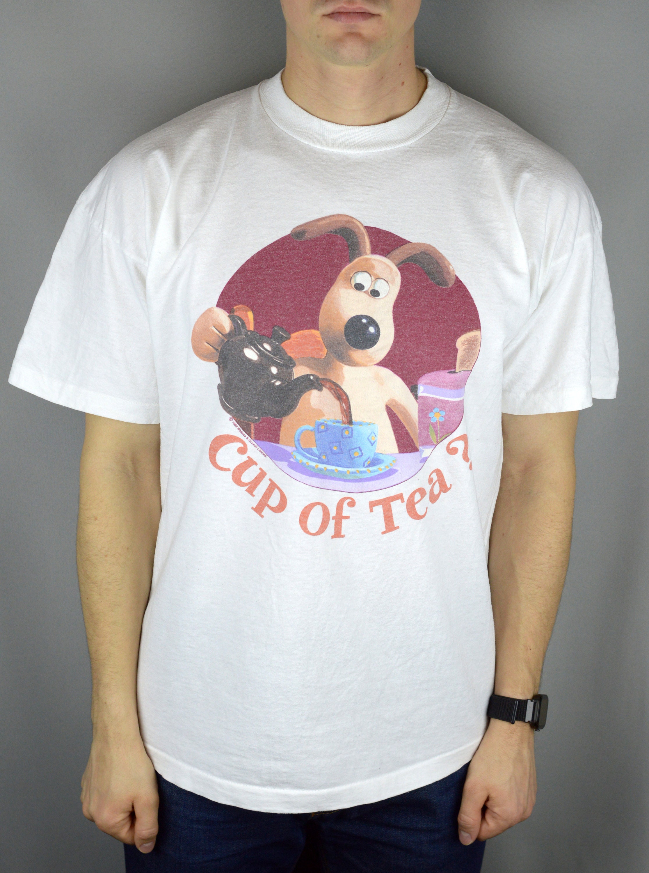80s デッドストック ビンテージ ウォレスとグルミット プリントTシャツ 