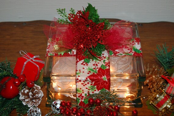 Holiday Glass Block With Lights Etsy