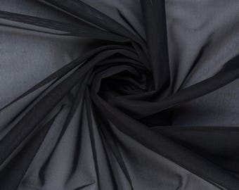 Stretch Mesh Fabric By The Yard - Carvico Alicante Stretch Mesh - Soft Elastic Power Mesh for Lingerie, Dancewear & Swimwear Sewing - Black