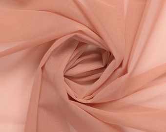 Stretch Mesh Fabric By The Yard - Carvico Alicante Stretch Mesh - Soft Elastic Power Mesh for Lingerie, Dancewear & Swimwear Sewing - Coffee