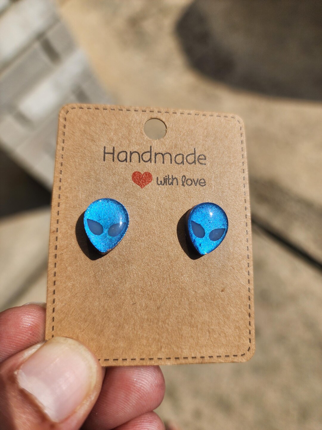 Alien Earrings | Cosmic Alliance: Glow-in-the-dark Alien Head Orgonite ...