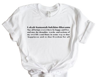 Andlig tröja för kvinnor Lokah Samastah Sukhino Bhavantu citat tröja för kvinnor yoga tröja kärlekens bön tröja inspirerande citat tröja