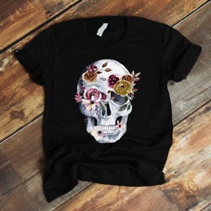 Women's Sugar Skull Halloween Shirt | Bella + Canvas | Halloween Shirt | Sugar Skull Shirt | S M L XL 2XL 3XL 4XL | Blogger | Black