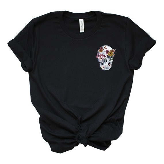 Women's Sugar Skull Halloween Shirt | Bella + Canvas | Halloween Shirt | Sugar Skull Shirt | S M L XL 2XL 3XL 4XL | Blogger | Black