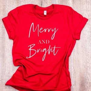 Merry And Bright Shirt Women&#39;s Christmas Shirt Plus Size Christmas Shirt Merry And Bright Christmas Shirt for Women Christmas Tee