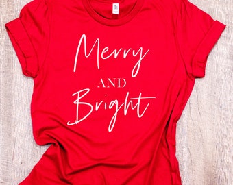 Merry And Bright-skjorta Damjulskjorta Plusstorleks julskjorta Merry And Bright Christmas-skjorta för kvinnor Jul-T-shirt