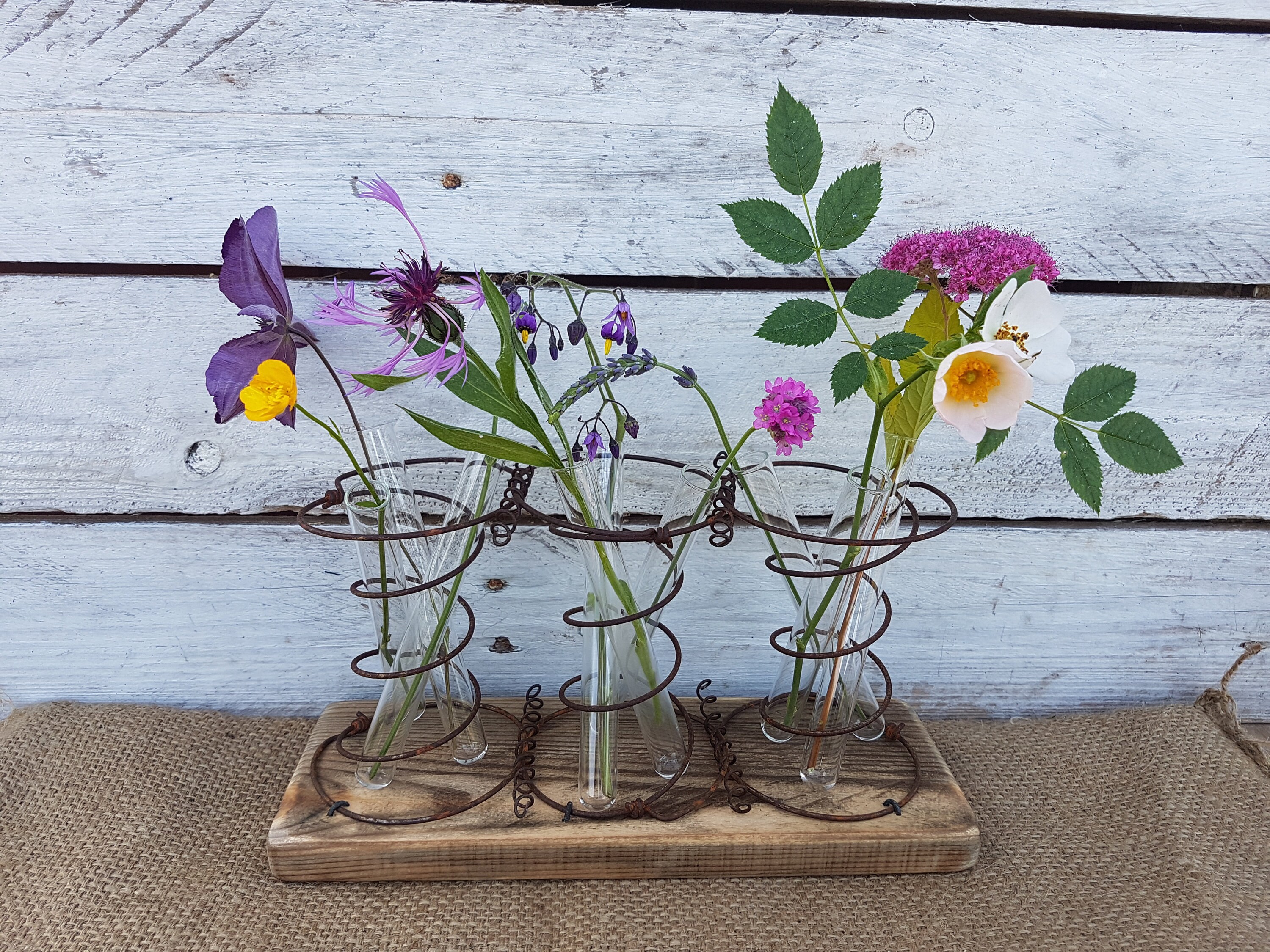 Test Tube Vase Reclaimed Rustic Flower 3 Bed Spring Stem Bud Etsy