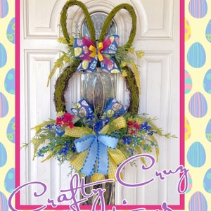 Easter Wreath for Front Door Easter Decor Bunny Door Wreath Spring Front Door Décor Rustic Moss Bunny