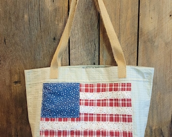 Flag Applique Bag, Market Tote