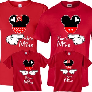 Mickey and Minnie Family Vacation Shirts She&#39;s Mine He&#39;s Mine: Valentine&#39;s Matching Tees