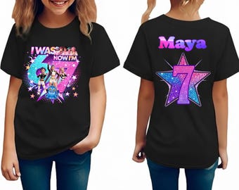Birthday Girl I was 6 Now Im 7 damon Customize Birthday Girl on back k popp hunters Custom trending birthday theme Shirts