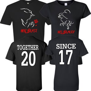 Her Beast His Beauty Together Since Couples Matching Valentine's Christmas Custom Shirts