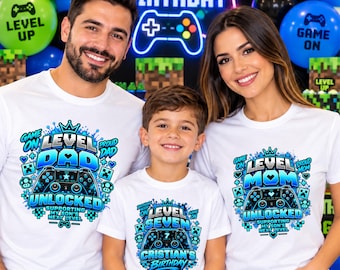 Birthday Boy Game level unlocked  Custom Family birthday theme Shirts