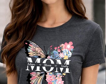 Butterfly Mom personalized Gift for her Mother's day Personalized Custom Shirts