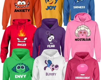 Inside out 2 movie Characters Sweatshirt Hoodie; Custom Halloween Group Friends Pull Over