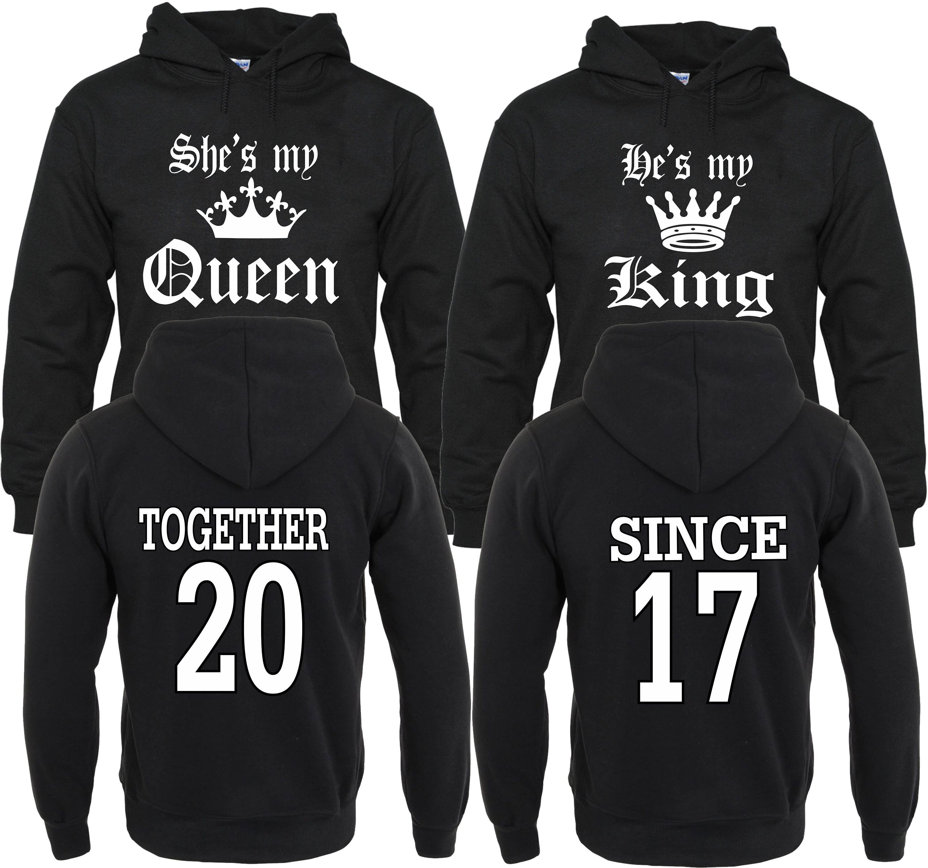 She s My Queen He s My King Together married Since Couples Matching Valentine s Christmas Custom Hoodies Etsy Israel