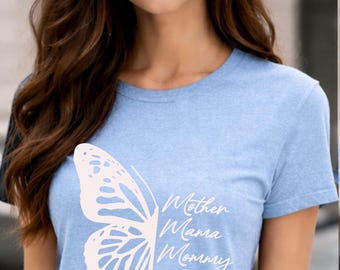Mama Butterfly Mommy Mother's day Gift shirt Personalized Custom Shirts