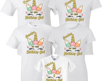 Birthday Girl Unicorn Family Shirts: Custom Pastel Colors