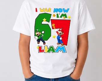 Personalized marioo 6 7 Birthday Boy Birthday Girl Super Shirt: Custom 6 7 Kids Trending Tees