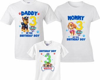 Dog cartoon theme Birthday Boy Shirt: Custom Family Matching Tees