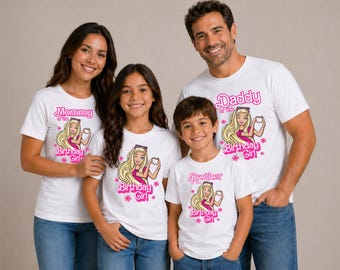 Birthday Girl Blonde doll custom Tee, Family matching Group Shirt: Birthday Girl Doll Theme