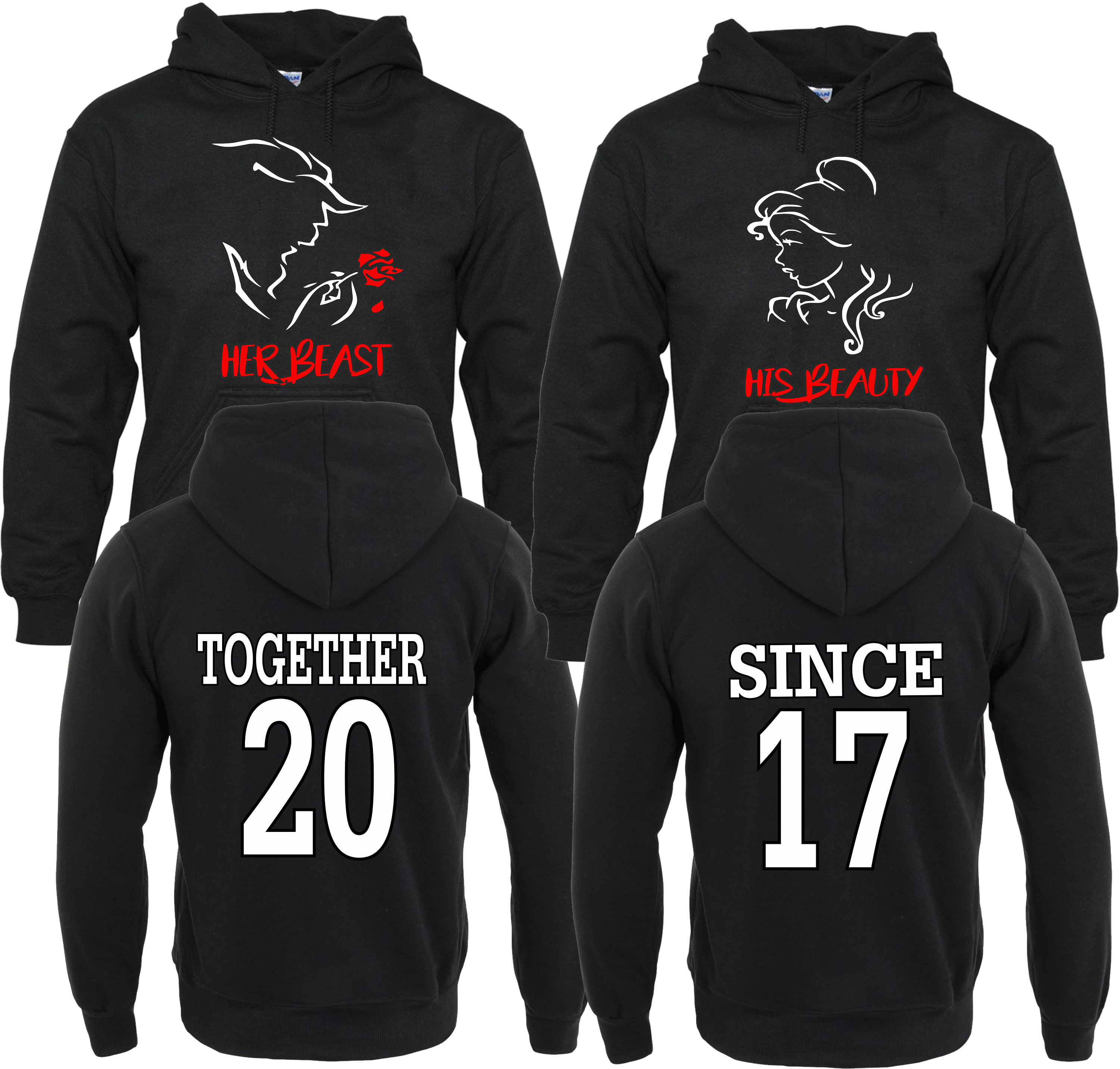 Elbourn Couple Hoodies, Beauty & Beast Couple Matching Hoodies Customized  Hoodies For Teen Couples Hoodies Valentine's Day Gifts 