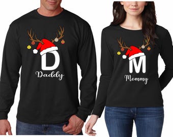 Custom Christmas family Friends group tshirts Personalize your name pajama shirt Long Sleeve Shirts