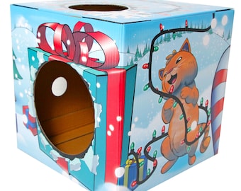 Kitty Cardboard Designer Boxes (Condos/Playhouses) for Cats - MEOWY CHRISTMAS
