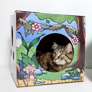 Kitty Cardboard Designer Boxes (Condos/Playhouses) for Cats - JUNGLE BOX