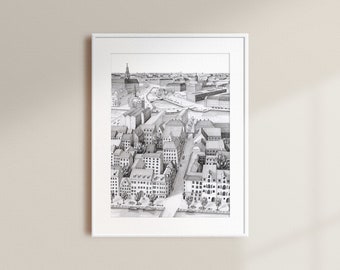 Hoog vliegen boven Kopenhagen