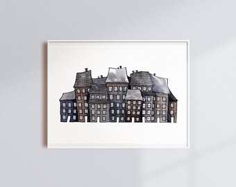 Vergeten huizen - Christianshavn geïnspireerde illustratie