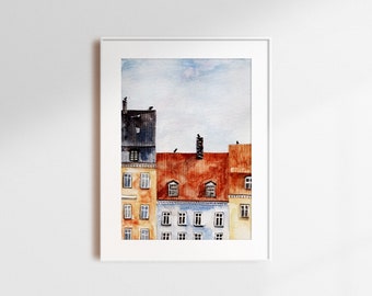 Christianshavn huizen aquarel print