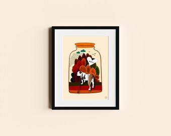 Dog In A Bottle Illustration