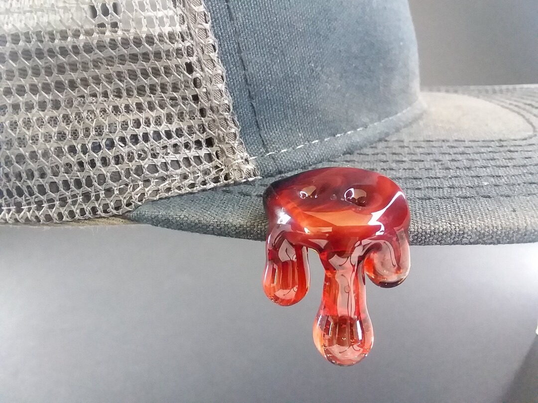 Blood Red Hat Drip Glass Hat Pin by Blue Bear Glass Etsy