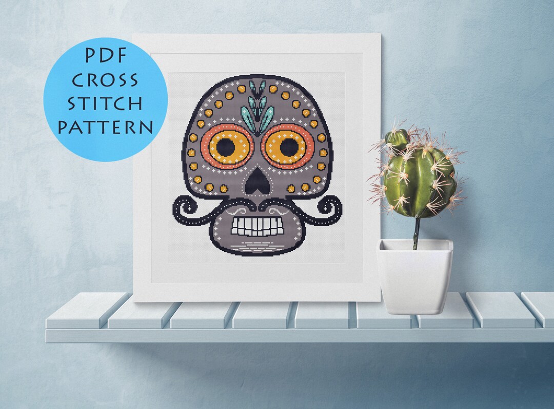 Sugar Skull Cross Stitch Pattern PDF Instant Download Printable Chart ...