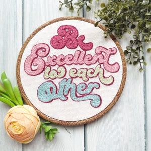 Be Excellent To Each Other Embroidery Pattern PDF Instant Download Printable Fun Rainbow Words