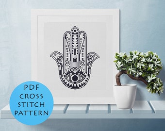 Schema punto croce mano di Hamsa: Fatima Art (download PDF)