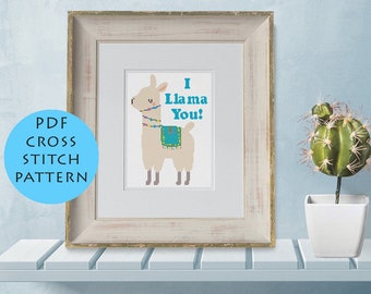 I Llama You Cross Stitch Pattern Llama Art PDF Instant Download Printable Chart Funny Cross Stitch Alpaca Home Decor