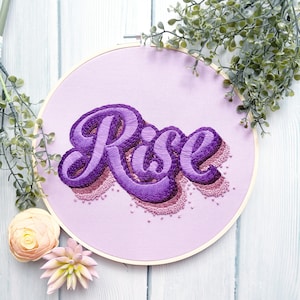 Rise Embroidery Pattern PDF Instant Download Printable Fun Rainbow Words