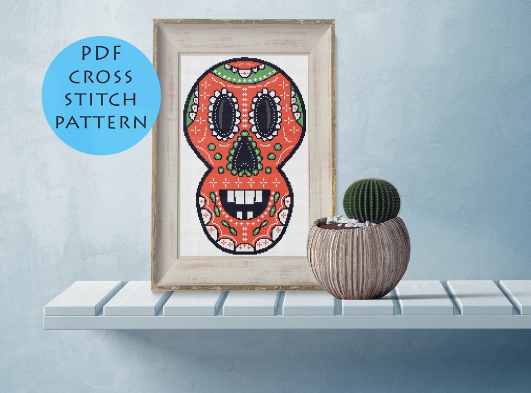 Sugar Skull Cross Stitch Pattern PDF Instant Download Printable Chart ...